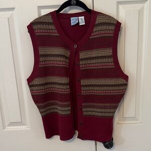 Russ Women's Red and Brown Patterned Sweater Vest